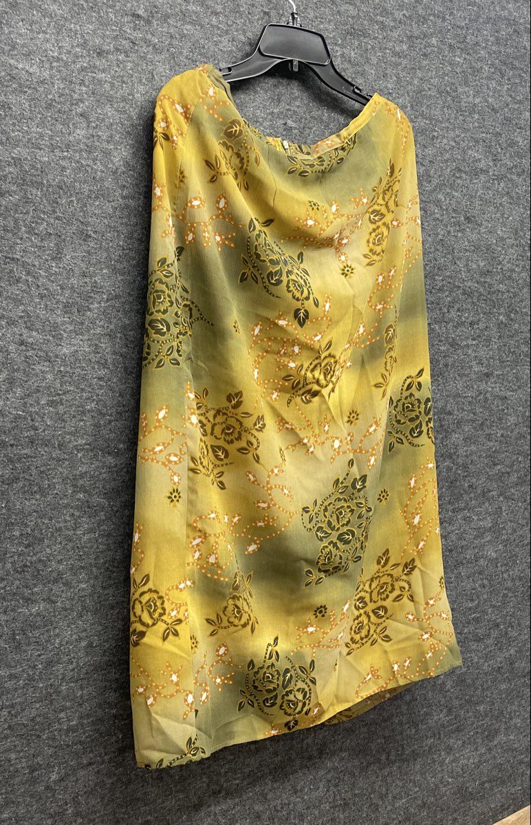 New York & Company Women's Skirt Green Floral Sheer Overlay Vintage Y2K Sz L
