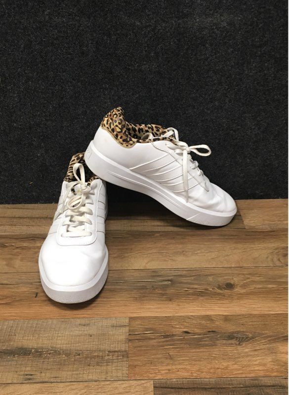 Adidas Court Platform White Leopard Print Womens Lifestyle Sneakers Size 9.5