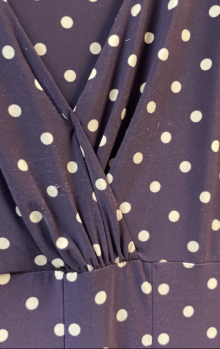 Lauren Ralph Lauren Women's Purple Polka Dot Surplice Fit Flare Dress Sz L/XL