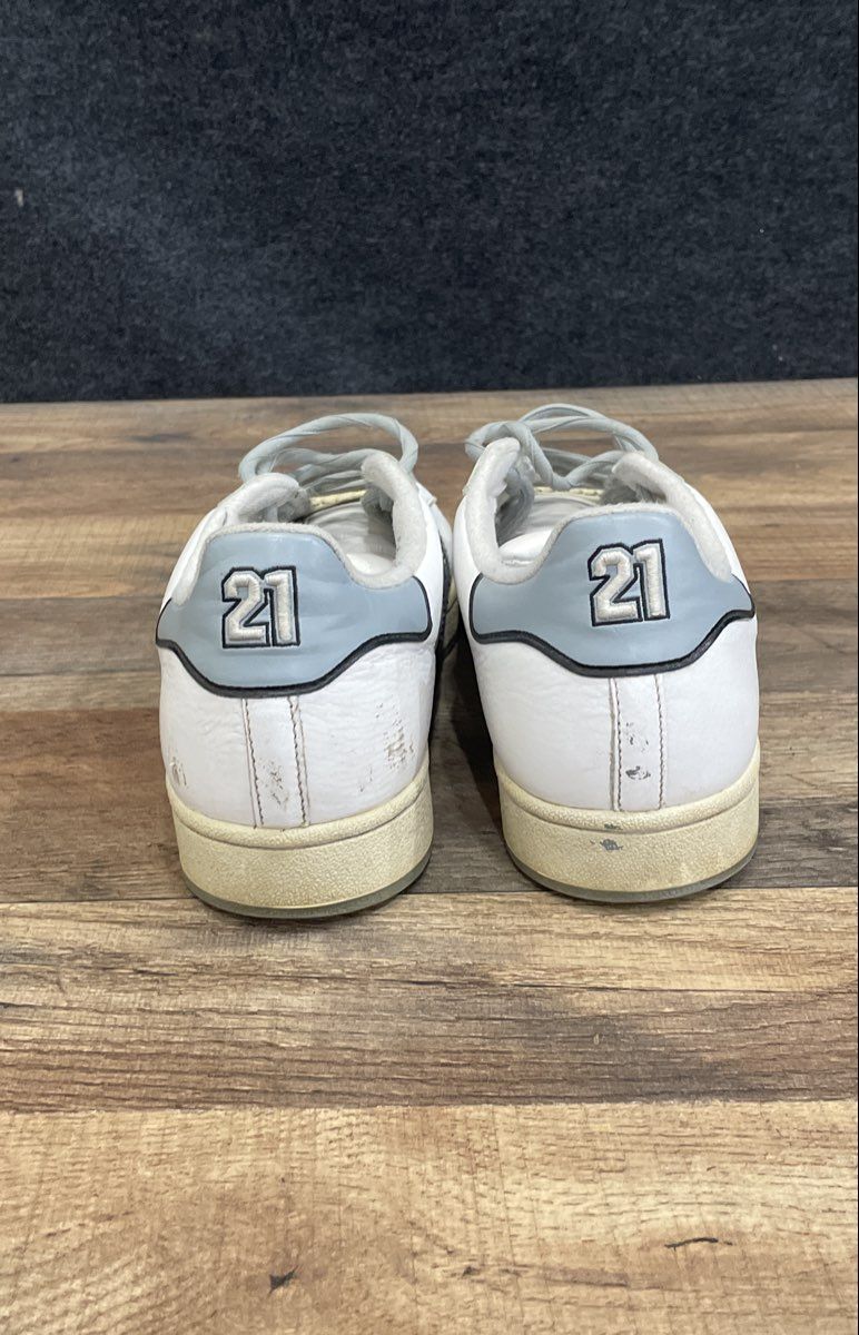 Vintage 2003 Adidas Superstar Tim Duncan 21 White Blue Sneakers Size 8