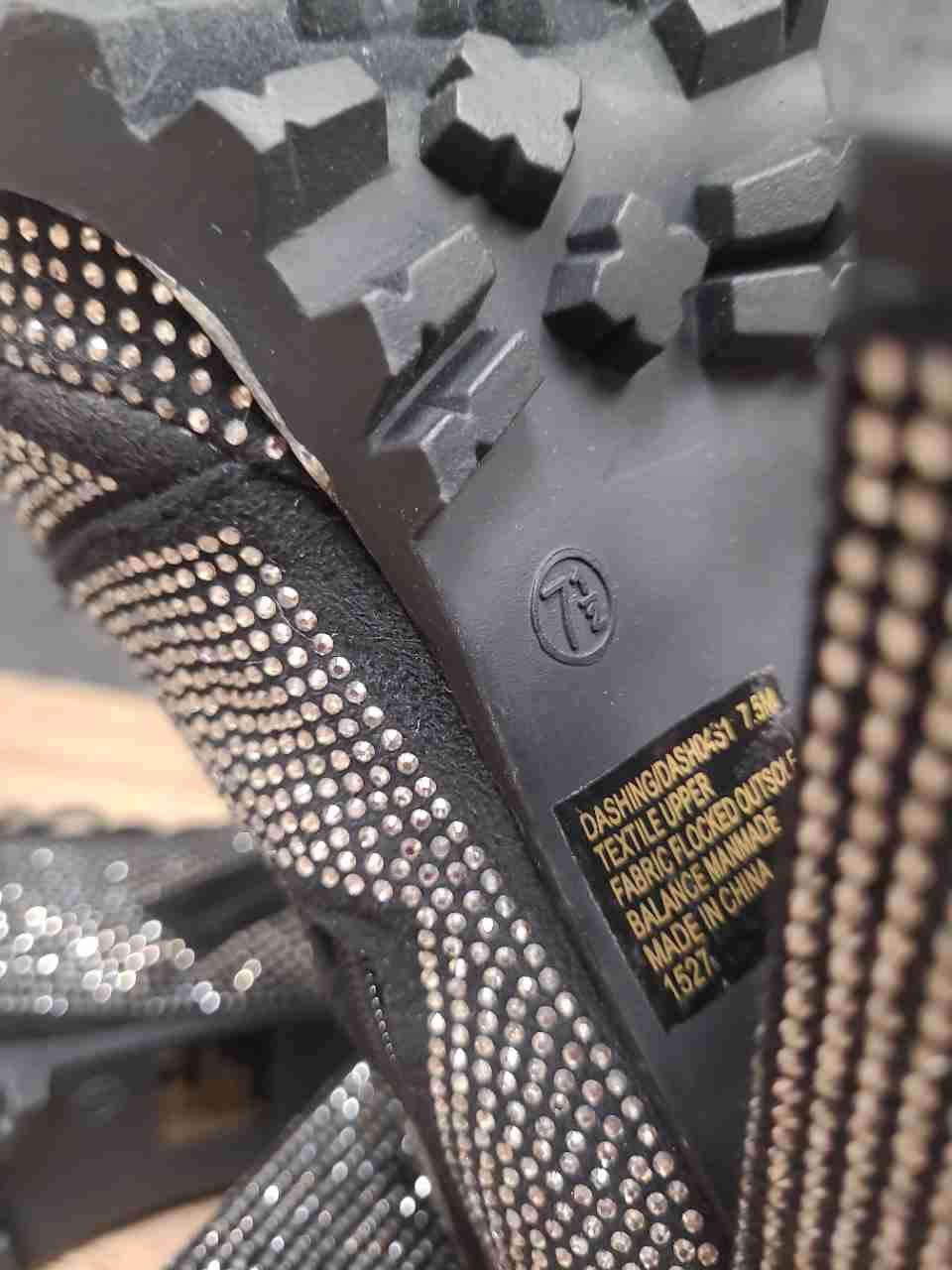 Steve Madden Dashing Black Rhinestone Platform Block Heel Ankle Boots Size 7.5