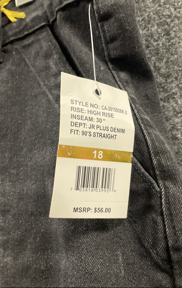 Celebrity Pink Women's Ace 90s Straight High Rise Grey Cargo Jeans Sz 18 NWT