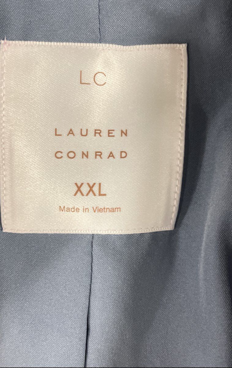 LC Lauren Conrad Women's Blue Plaid Double Breasted Blazer Jacket NWT XXL