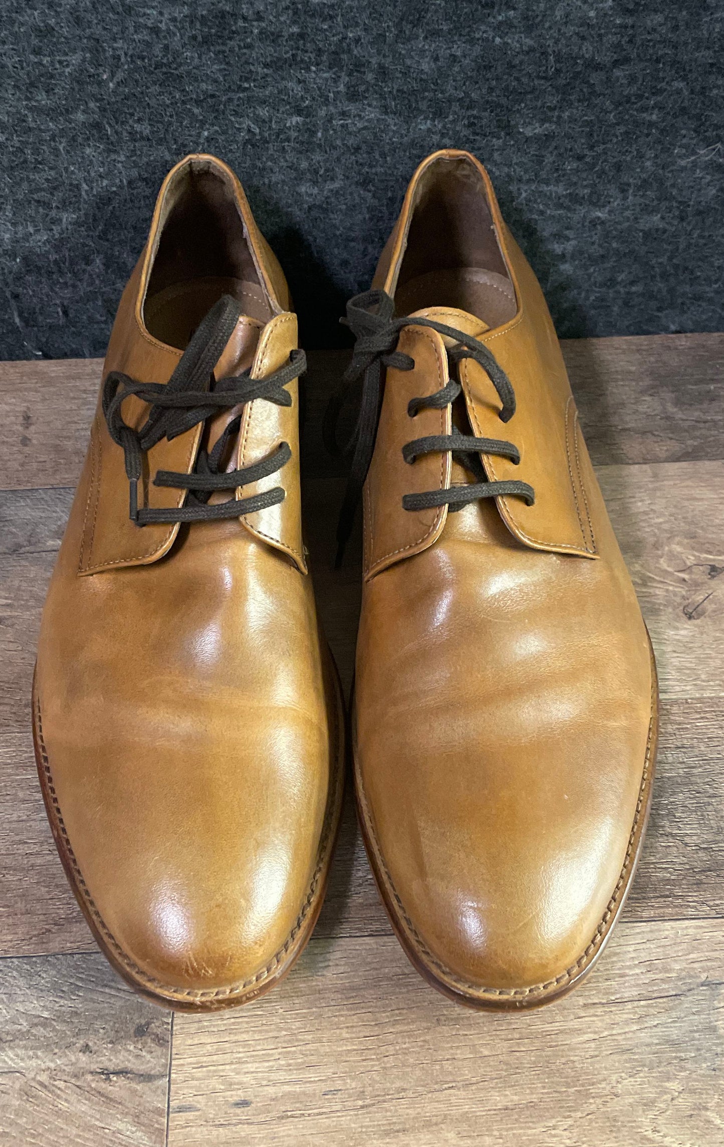 Gordon Rush Tan Leather Men's Plain Toe Derby Dress Shoes Size 12