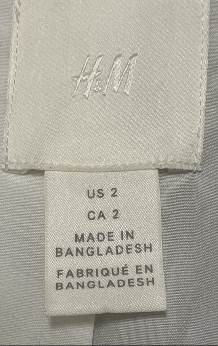 H&M Women's White Pinstripe Single Button Cotton Blend Blazer Size 2