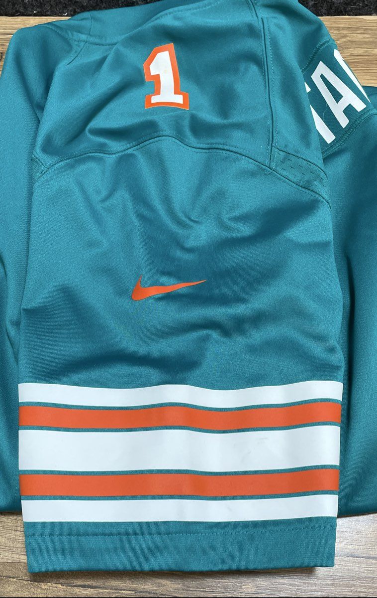 Nike Men's Miami Dolphins Tua Tagovailoa #1 NFL On Field Jersey Aqua Teal Sz XL