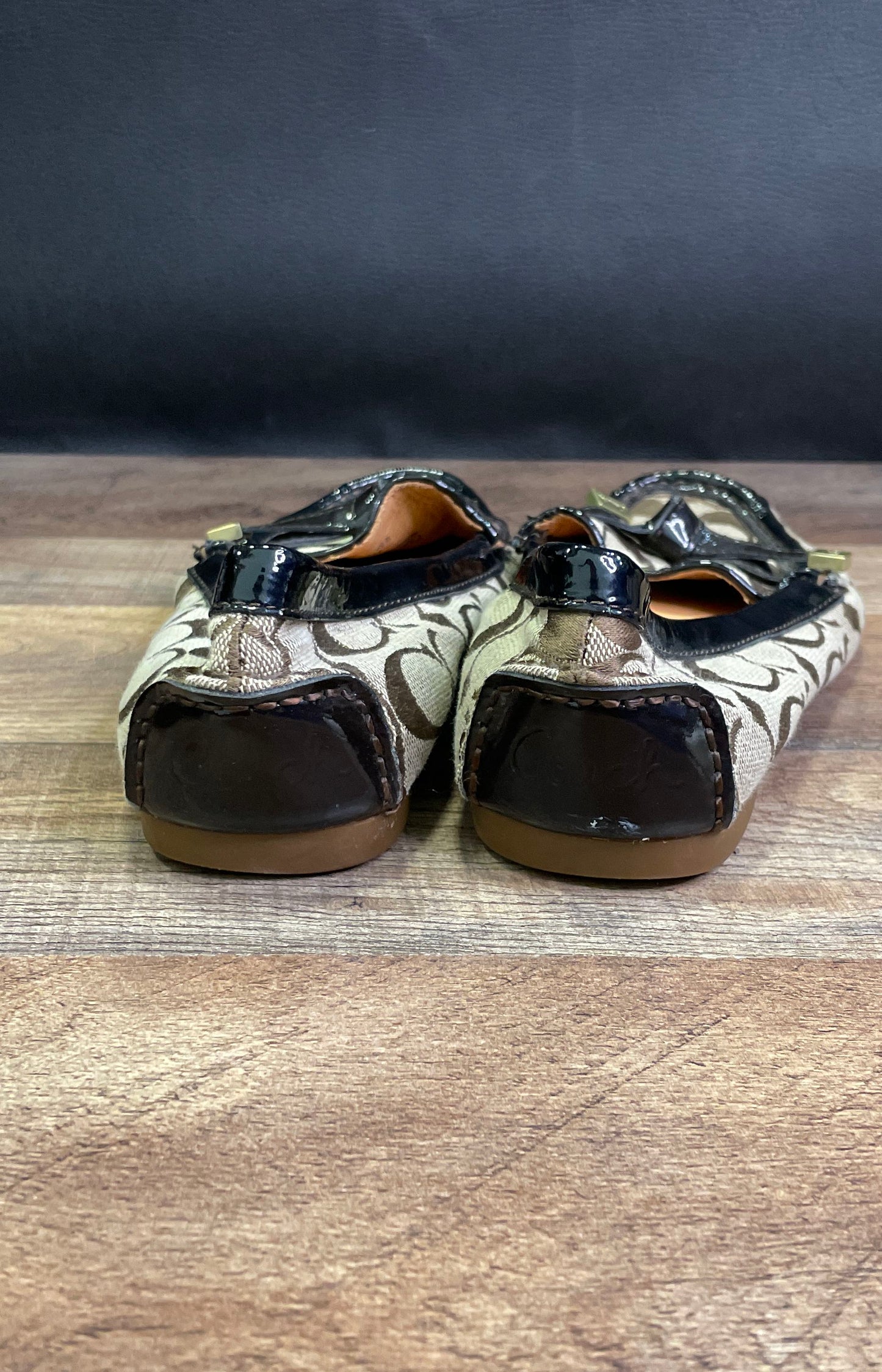 Coach Frida Tan Signature Jacquard Logo Loafers Women's Size 8.5 B