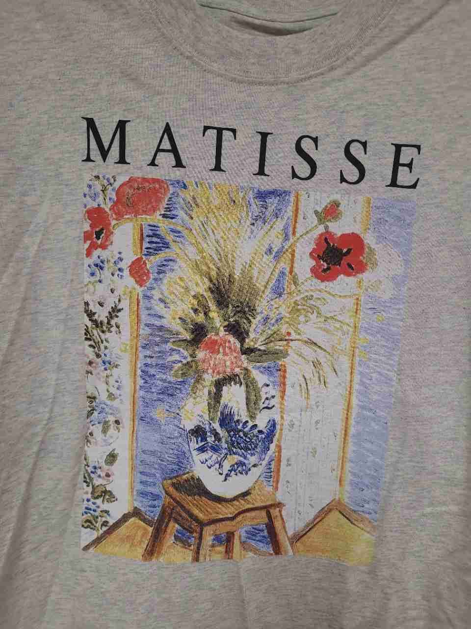 GAP Women's Henri Matisse Art Graphic T-Shirt Gray Heather Boxy Sz S