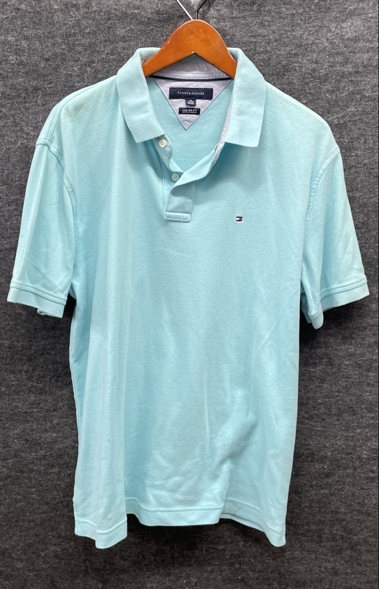 Tommy Hilfiger Men's Light Blue Custom Fit Short Sleeve Polo Shirt Sz XL