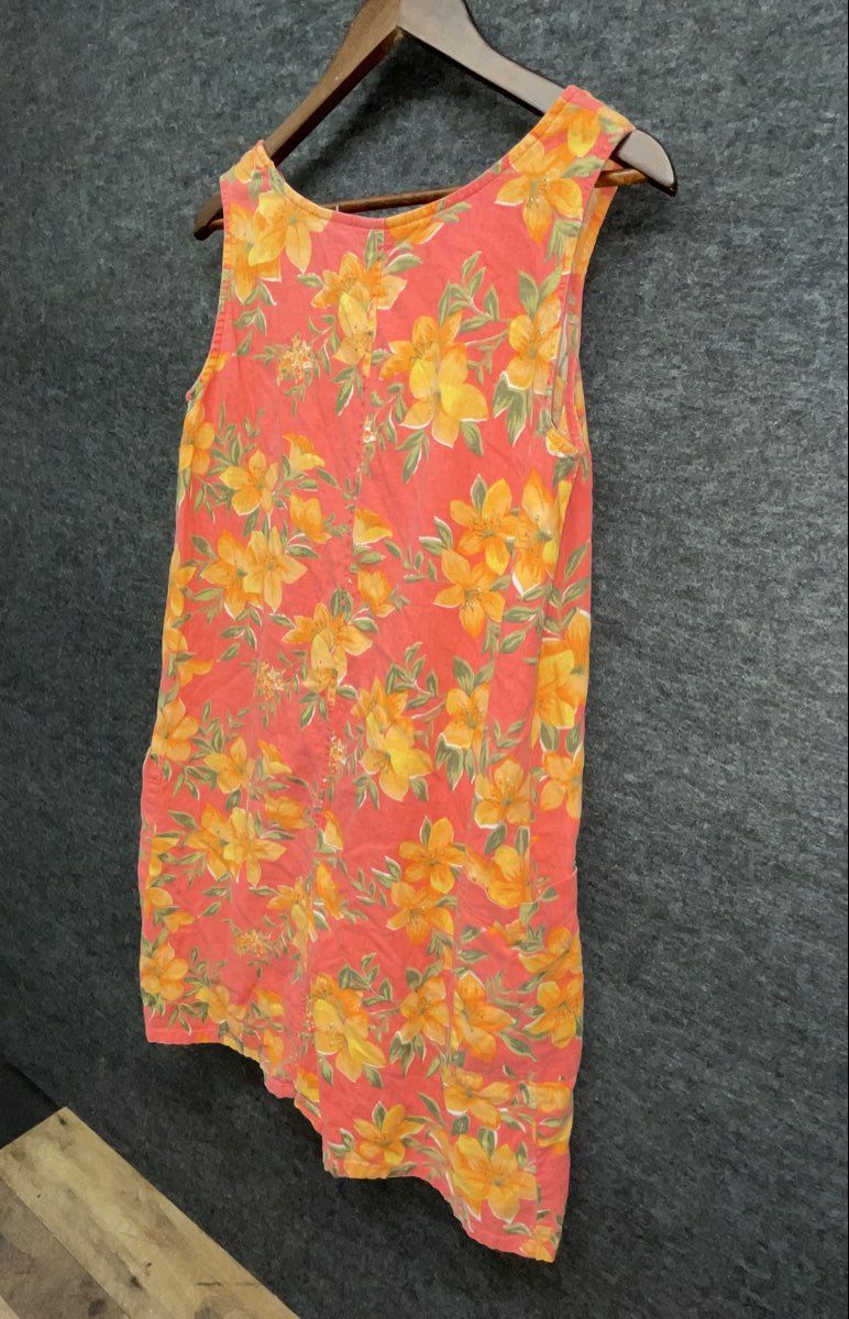 Vintage 90s White Stag Women's Orange Floral Sleeveless Shift Dress Pockets