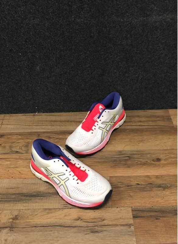 Asics Gel-Kayano 25 White Solar Pink Blue Women's Running Shoes Size 7