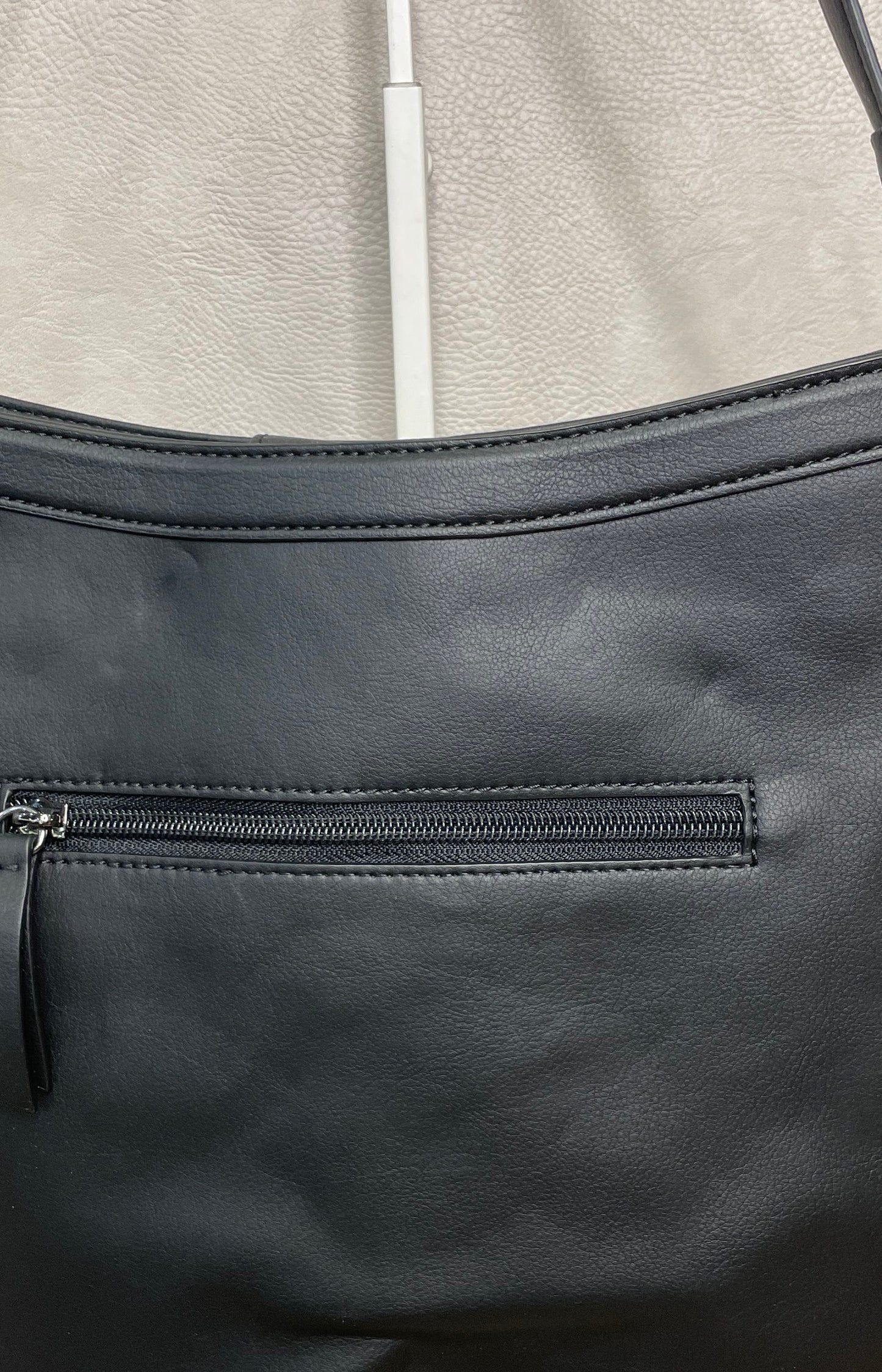 Simply Vera Vera Wang Black Leather Perforated Laser Cut Shoulder Bag Tote