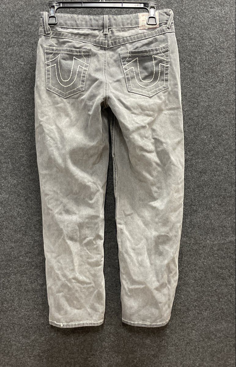True Religion Girls Leila Mid Rise Wide Leg Studded Gray Denim Jeans Sz 14