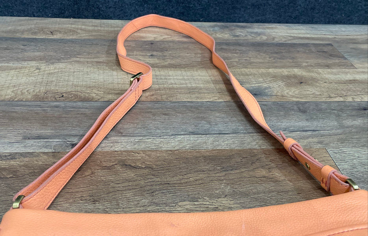Fossil Orange Leather Expandable Multi-Pocket Crossbody Shoulder Bag