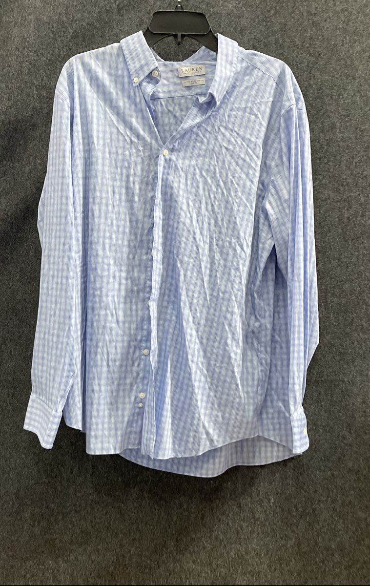 Ralph Lauren Men's Blue Green Plaid Slim Fit Cotton Nylon Stretch Shirt Sz XL
