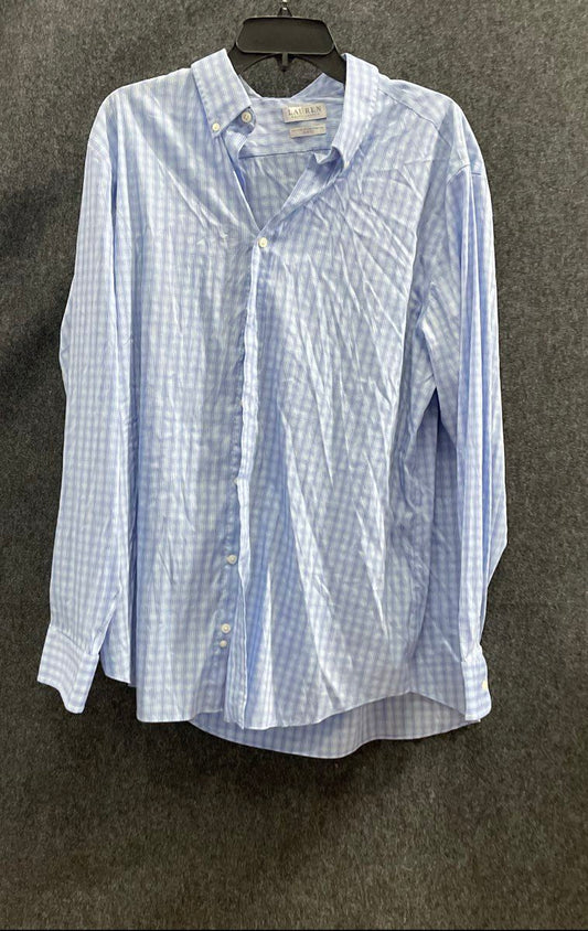 Ralph Lauren Men's Blue Green Plaid Slim Fit Cotton Nylon Stretch Shirt Sz XL