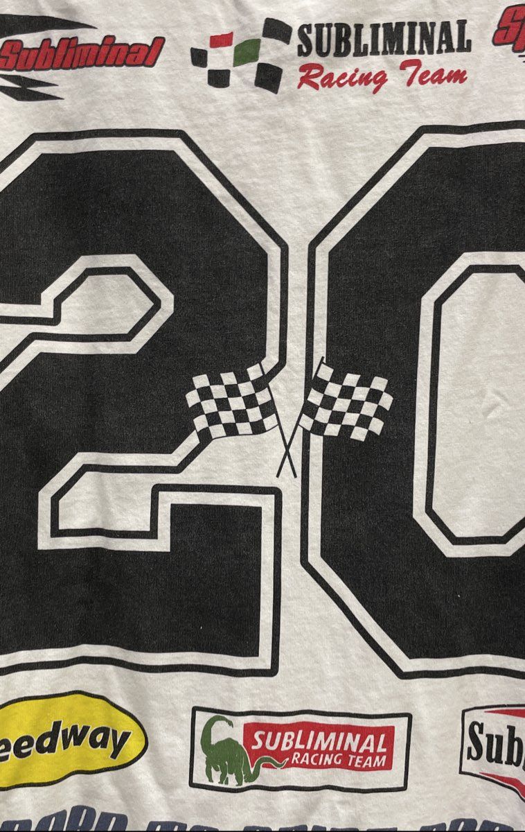 PacSun Men's White Subliminal Racing Team Graphic T-Shirt Speedway Sz XL NWT