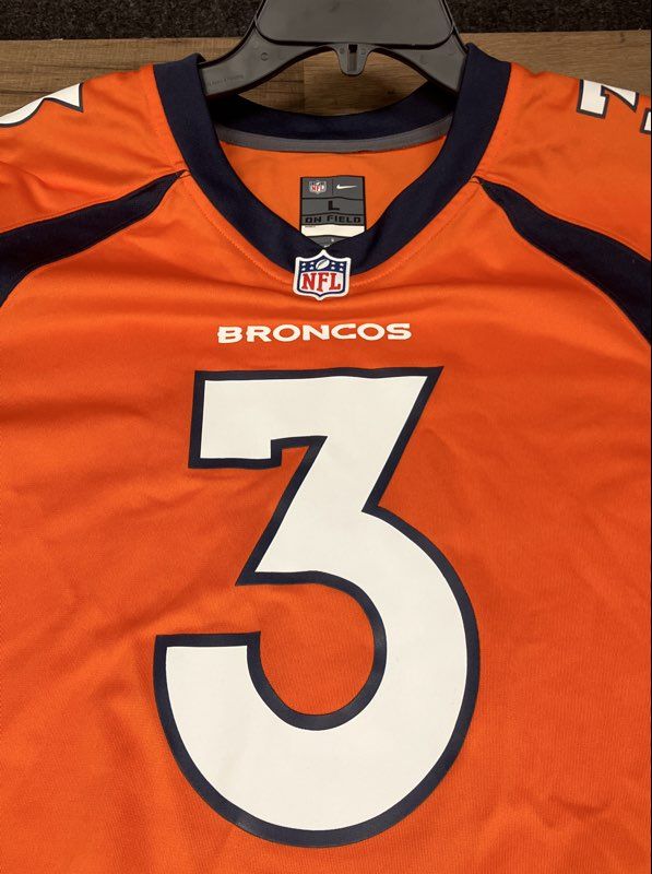 Nike Denver Broncos Russell Wilson #3 NFL On Field Jersey Orange Sz L