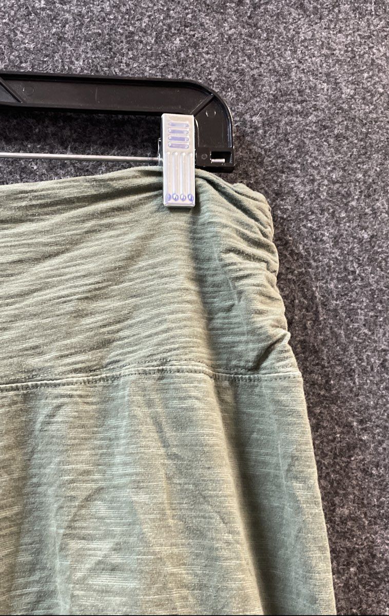 L.L. Bean Women's Skirt Green Heathered Ruched Knit Cotton Tencel Blend Sz M