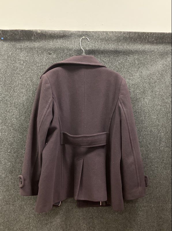 Lands' End Women's Purple Wool Cashmere Blend Double Breasted Peacoat Sz 16P