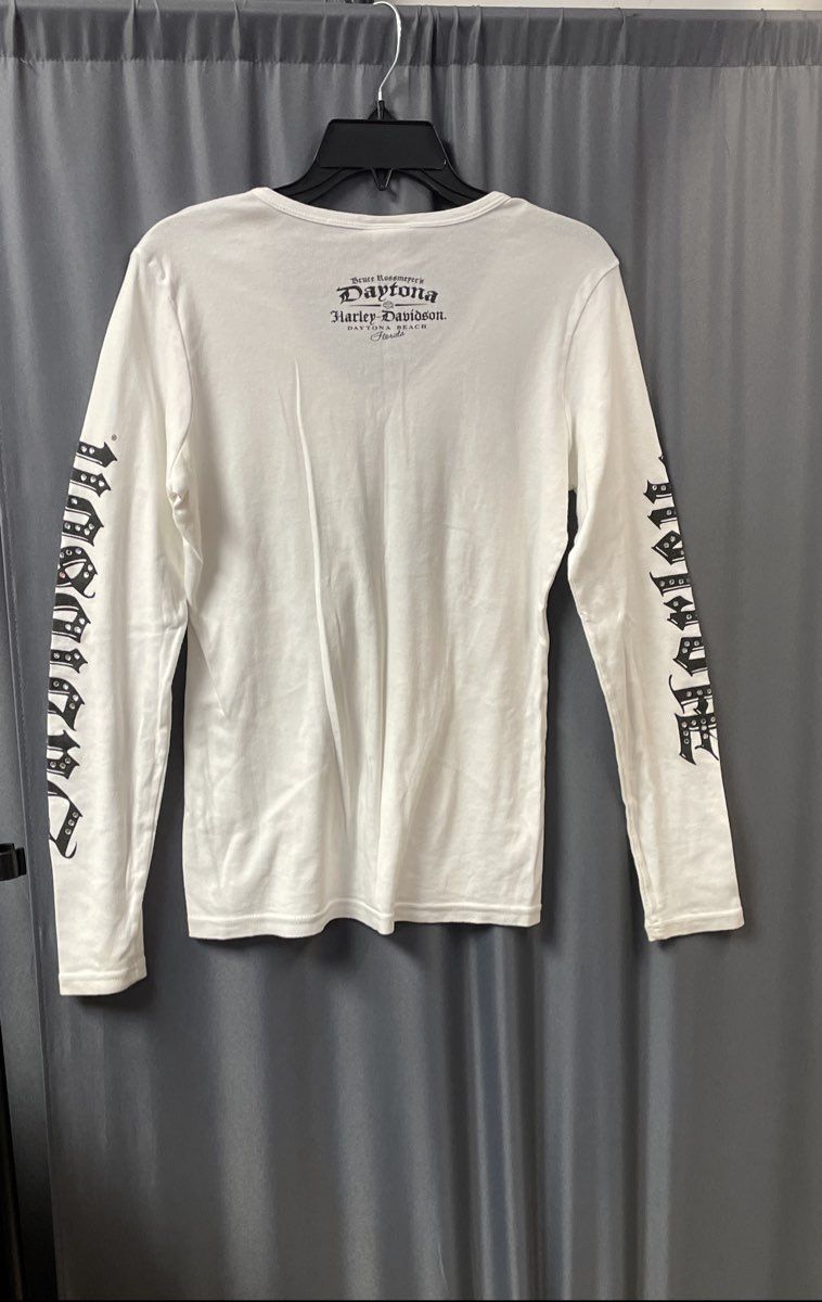 Vintage 2010 Harley-Davidson Daytona Beach Long Sleeve Studded T-Shirt Sz L