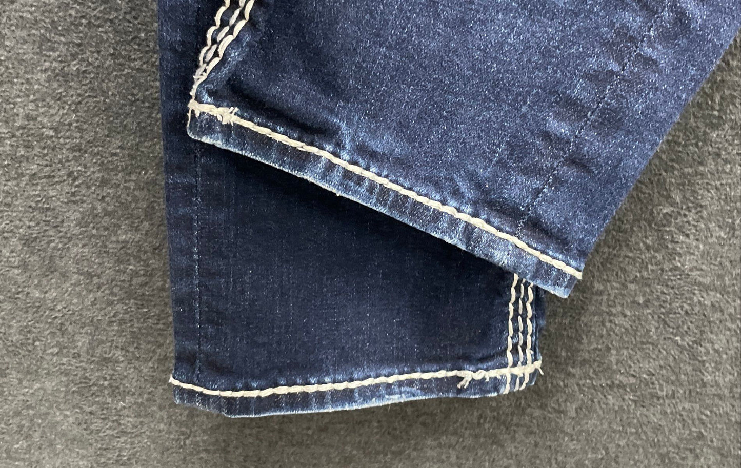 Rock Revival Women's Kai Easy Skinny Jeans Dark Wash Distressed Thick Stitch 28