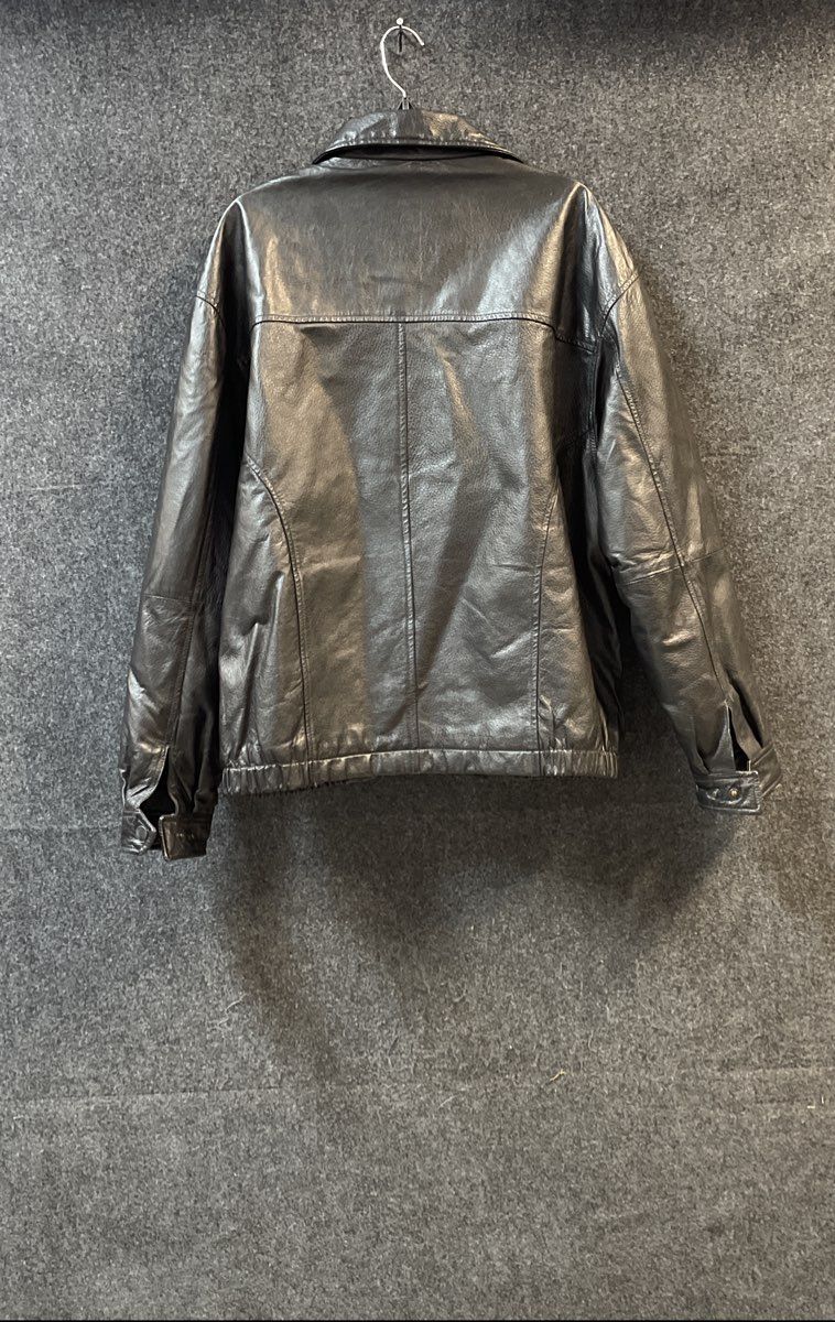 Outbrook Men's Black Genuine Leather Full Zip Bomber Jacket Sz L