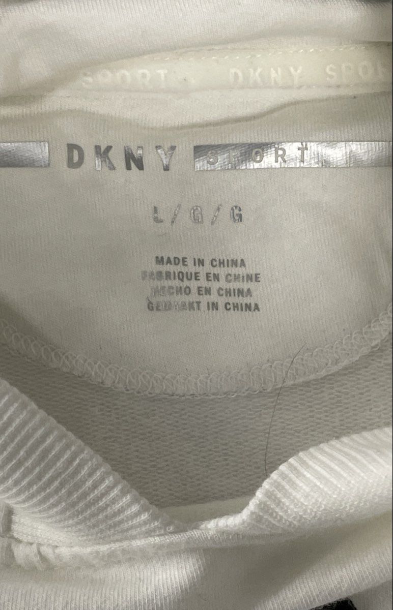 DKNY Sport Women's Hoodie White Logo Pullover NWT Sz L