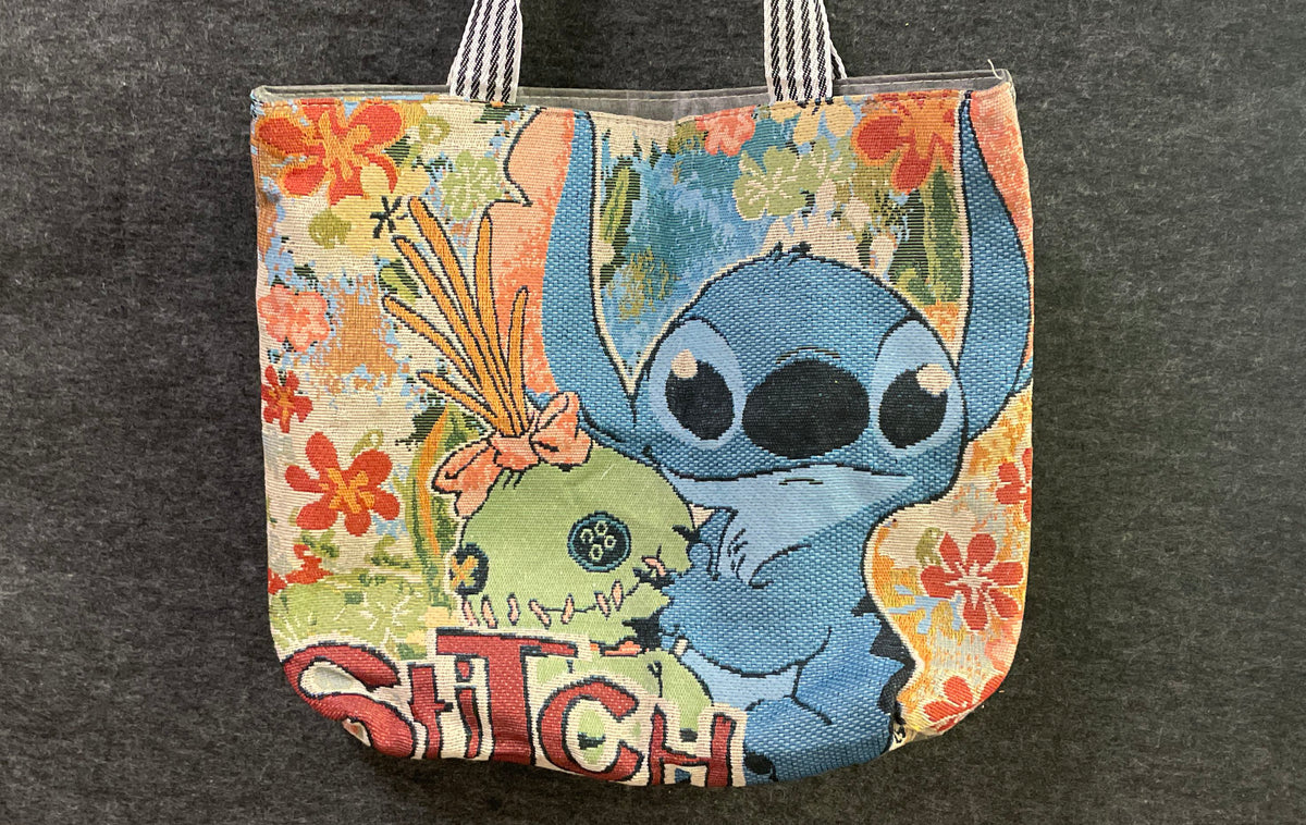 Disney Lilo & Stitch Stitch & Scrump Woven Tapestry Tote Bag Floral Small