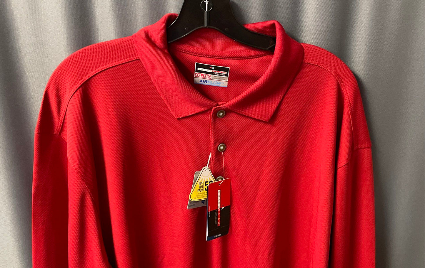 Grand Slam Men's Red Long Sleeve Performance Airflow Polo Shirt NWT Sz XXL