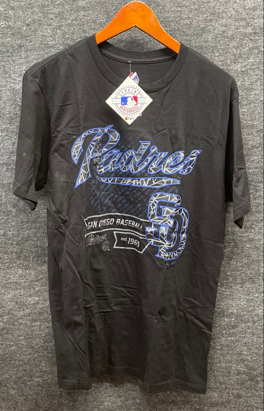 Majestic Men's San Diego Padres T-Shirt Black MLB Baseball Graphic NWT Sz L
