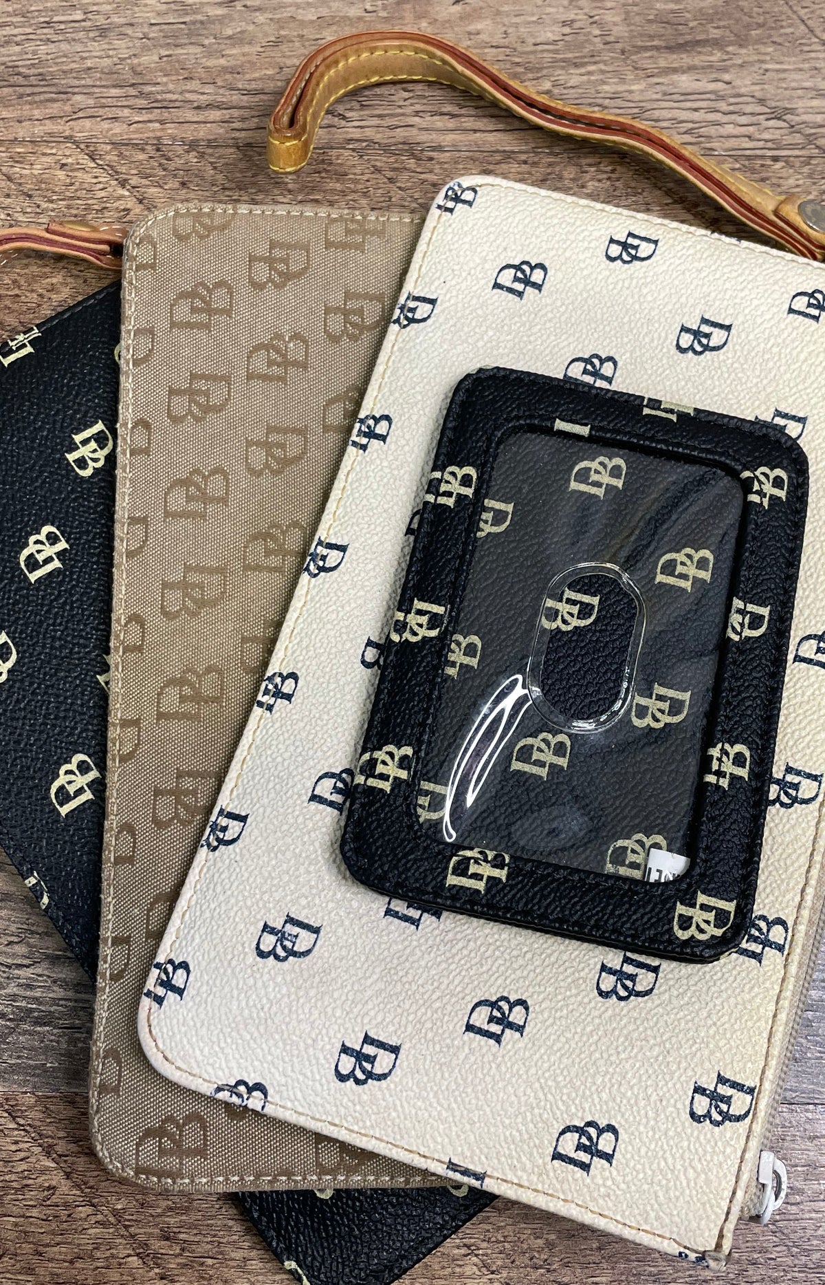 Dooney & Bourke Signature Monogram Wristlet Pouch ID Case Lot of 3 Multicolor