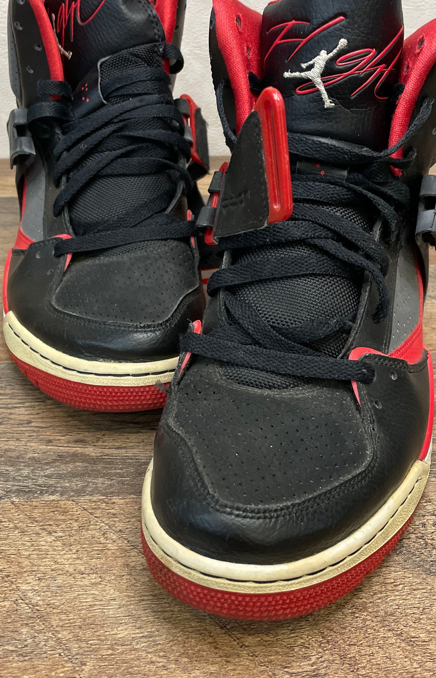 Jordan Flight 45 High Black Gym Red White Men's Sneakers Size 10.5