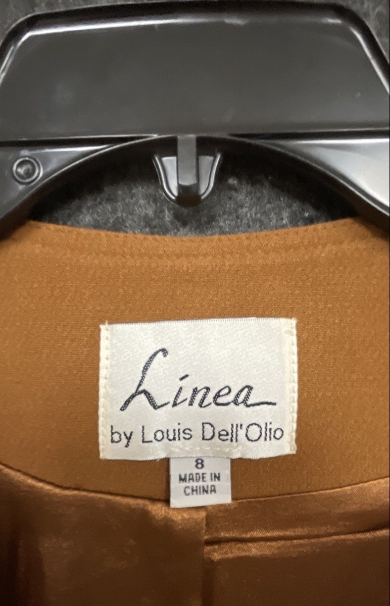 Linea by Louis Dell'Olio Women's Camel Collarless Full Zip Longline Jacket Sz 8
