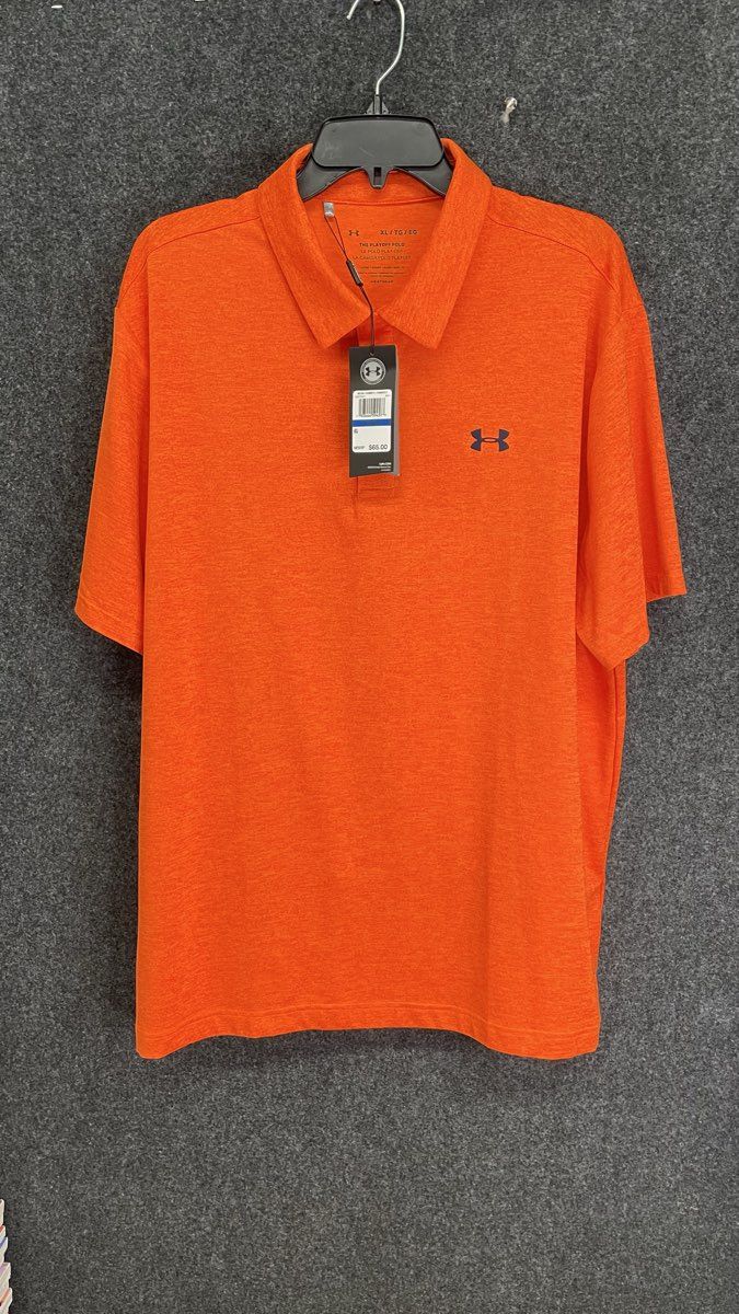 Under Armour Men's Playoff Polo Shirt Orange Heather Short Sleeve Stretch XL NWT
