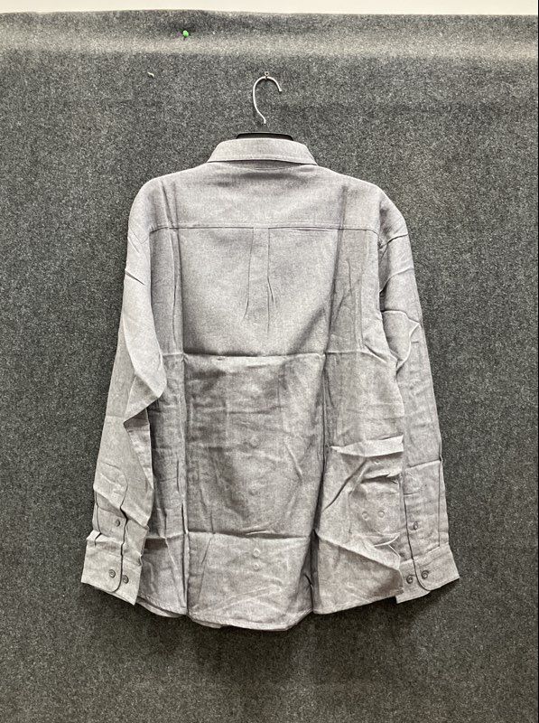 Haband Men's Gray Herringbone 100% Cotton Long Sleeve Button Down Shirt Sz L