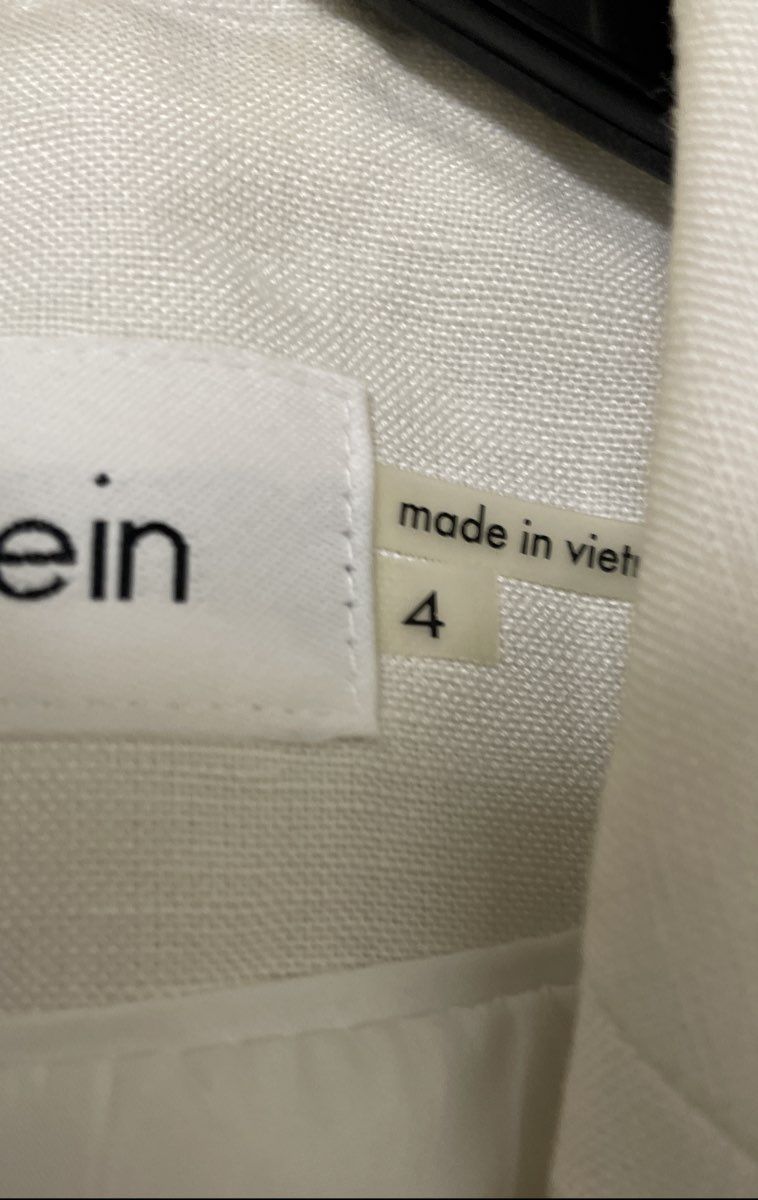 Calvin Klein Women's White Linen Blend Two Button Blazer Sz 4