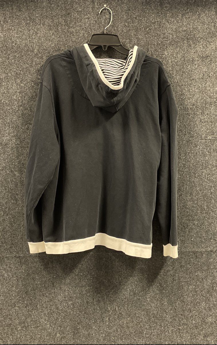 Vintage Y2K Lauren Ralph Lauren Women's Black Striped Hood Full Zip Hoodie 1X