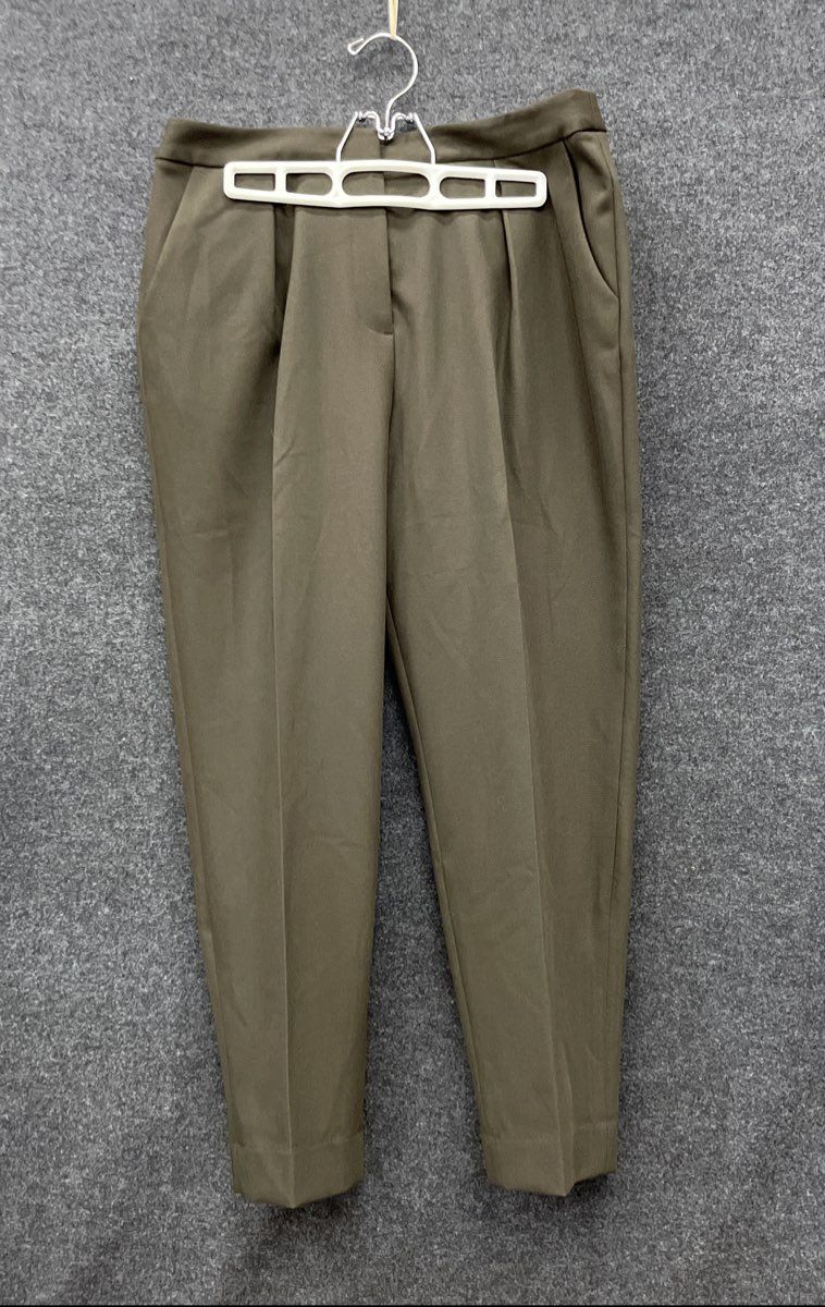 Antonio Melani Women's Olive Green Pleated High Rise Tapered Trousers Size 10