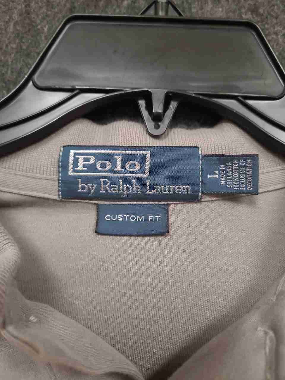 Polo Ralph Lauren Men's Tan Custom Fit Short Sleeve Polo Shirt Blue Pony Sz L
