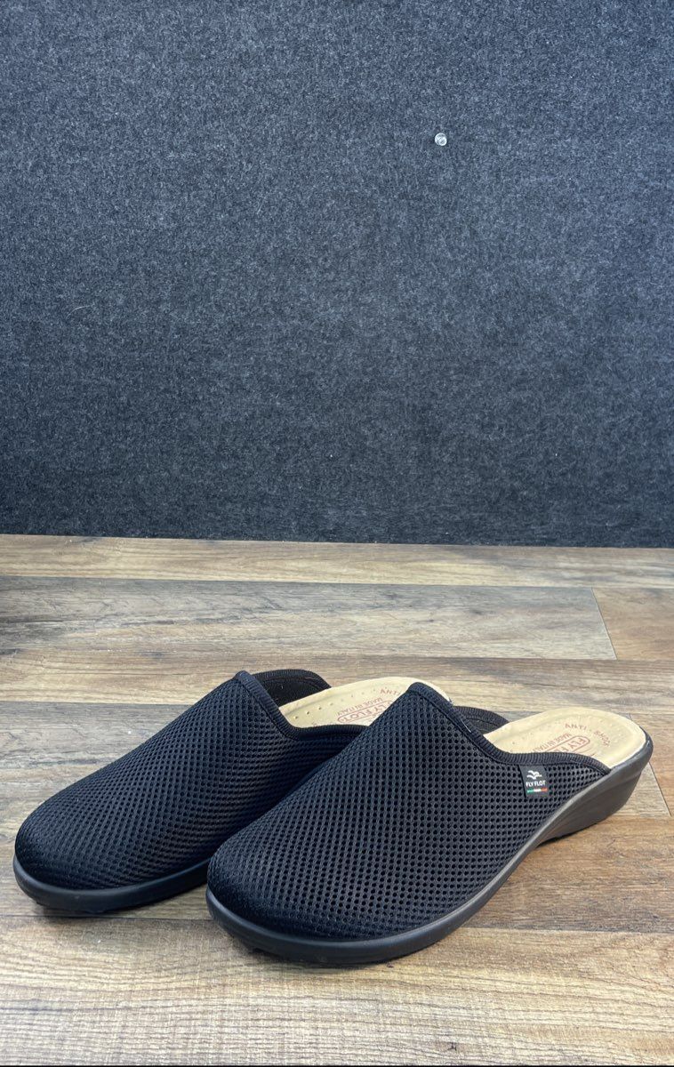 Fly Flot Anti-Shock Black Mesh Comfort Slip-On Clogs Made in Italy Size 41