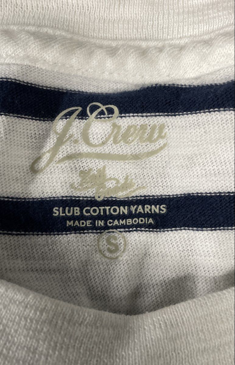 J. Crew Men's Slub Cotton T-Shirt Lot Pink Navy White Stripe 2-Pack Sz S