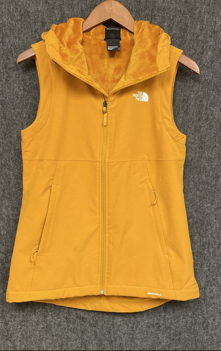 The North Face Women's Yellow Shelbe Raschel Hooded Vest Windwall Size S