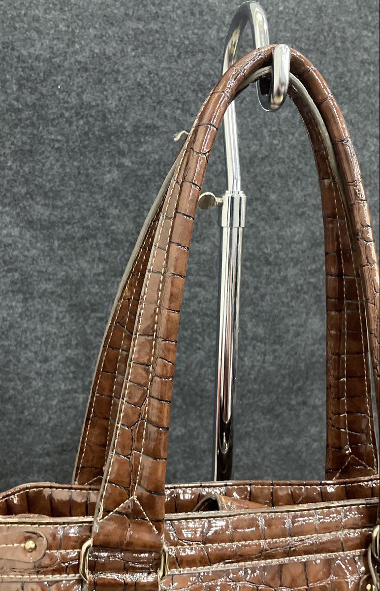 Liz Claiborne Brown Croc Embossed Faux Leather Tote Shoulder Bag