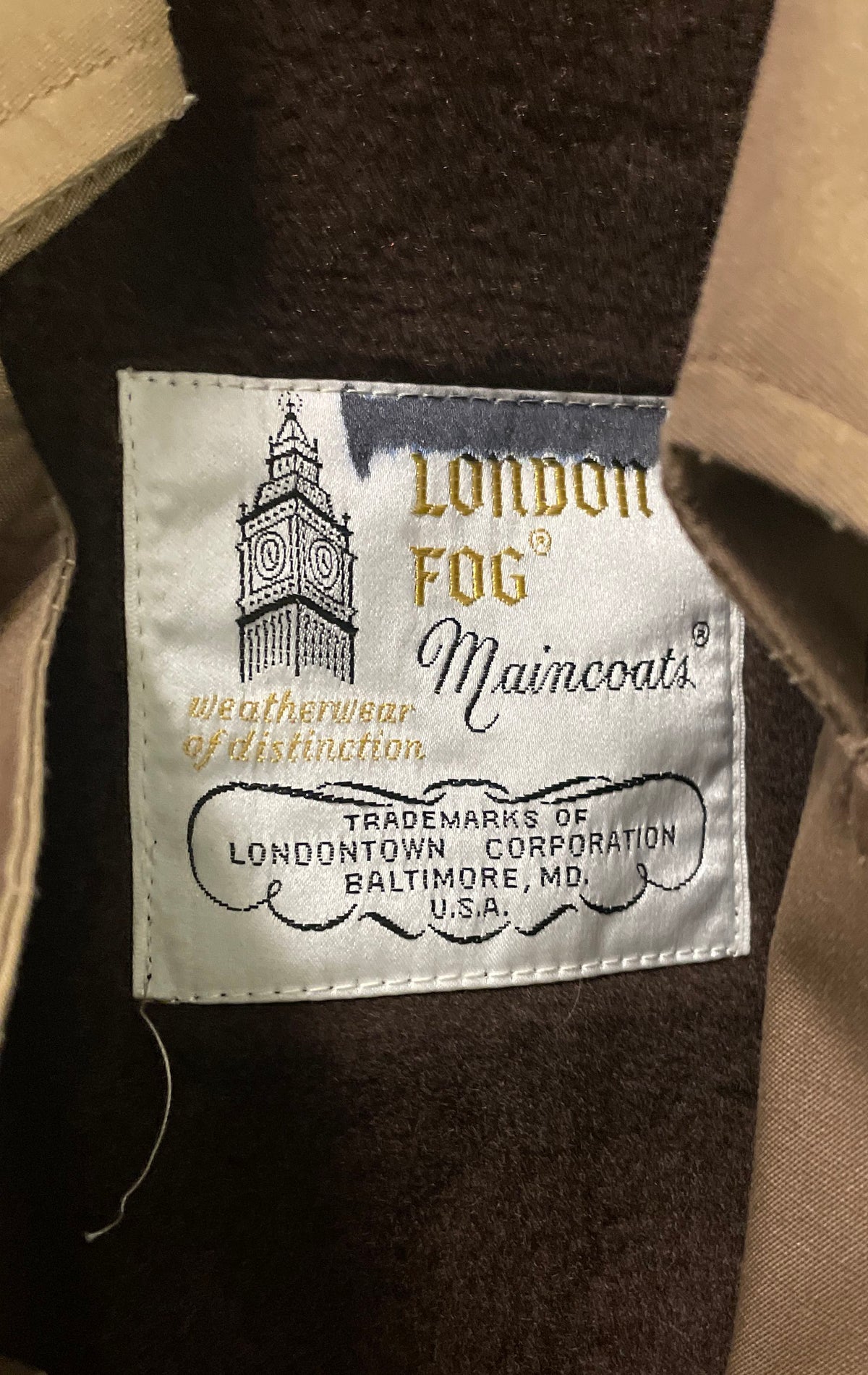 Vintage 70s London Fog Men's Tan Maincoats Double Breasted Trench Coat Belted