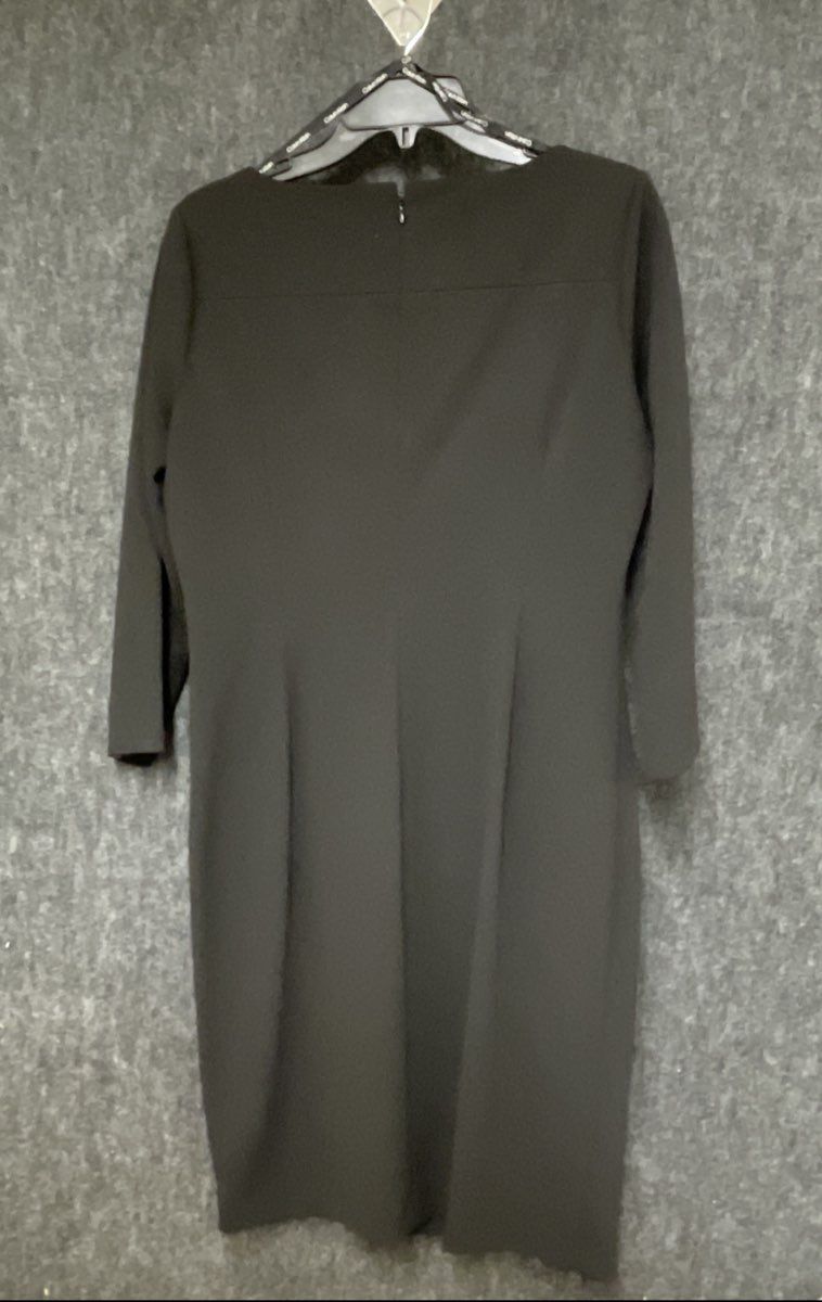 Calvin Klein Women's Black 3/4 Sleeve Ruched Waist Sheath Dress Sz 12
