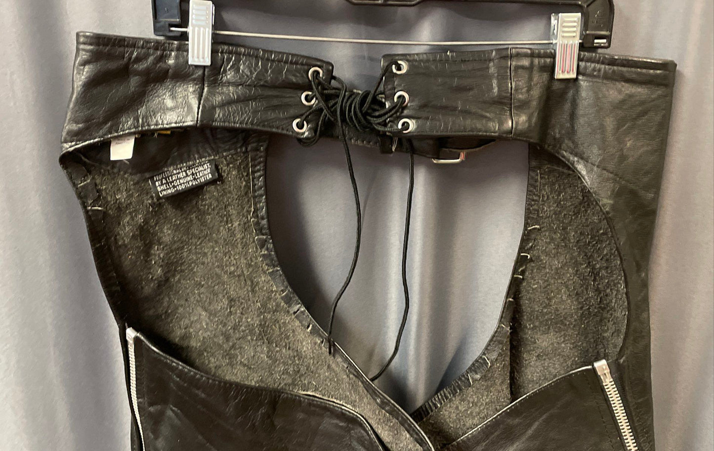 Protech Leather Apparel Unisex Black Motorcycle Riding Chaps Genuine Leather XXL