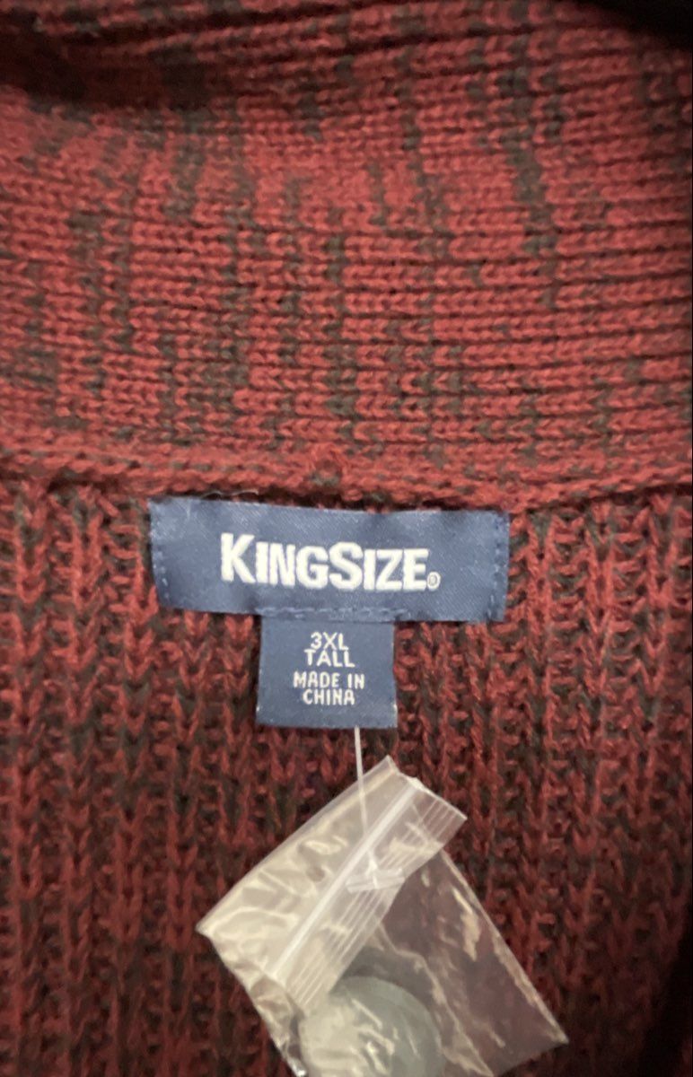 KingSize Men's Burgundy Marl Shawl Collar Cardigan Sweater Sz 3XL Tall