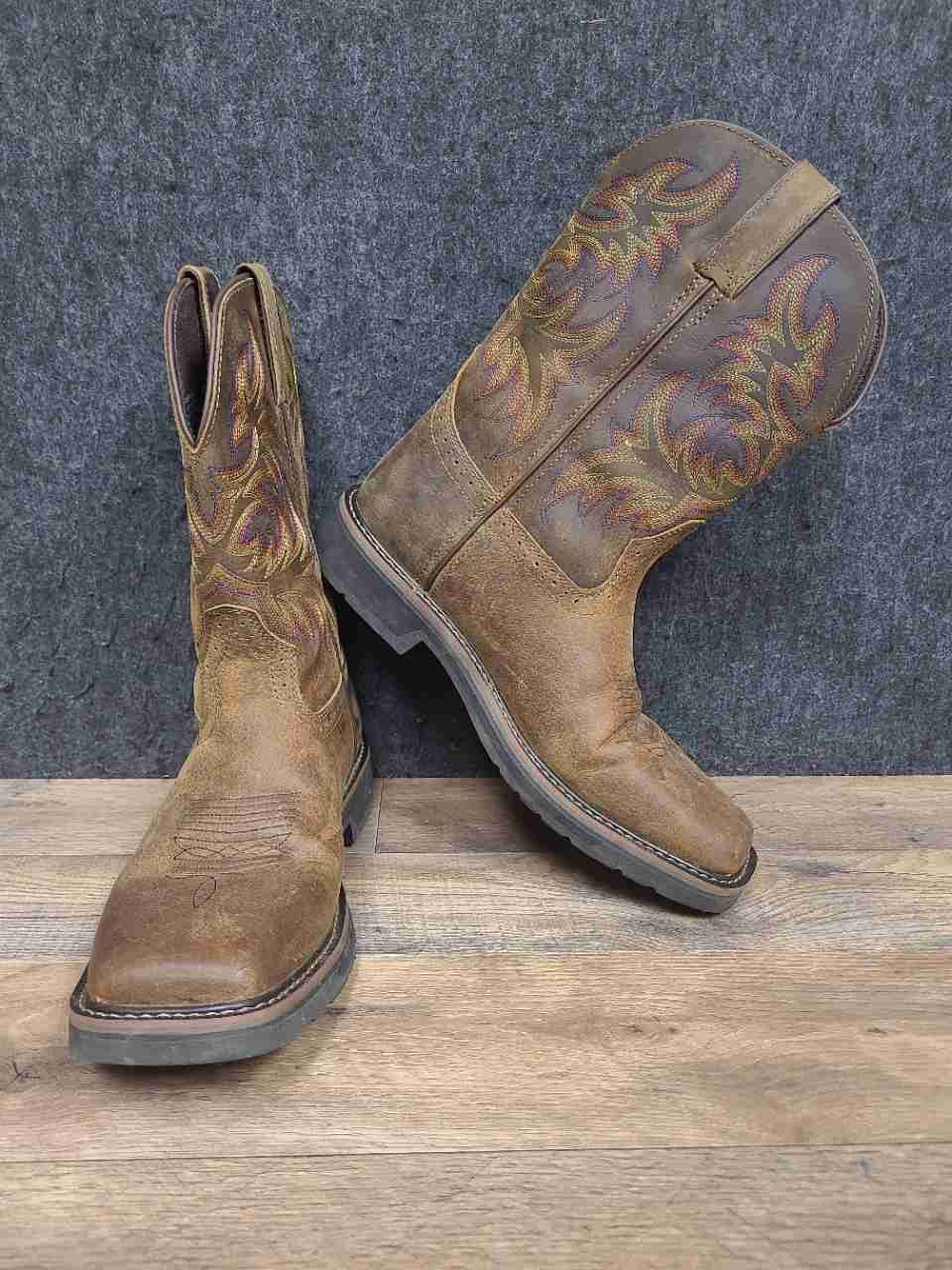 Justin Stampede Driller SE4681 Brown Leather Square Toe Work Boots Size 10.5 EE