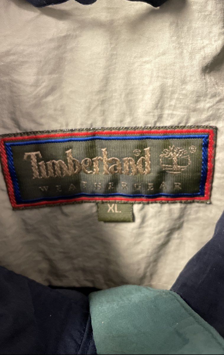 Vintage 90s Timberland Men's Blue Green Hooded Windbreaker Jacket Sz XL